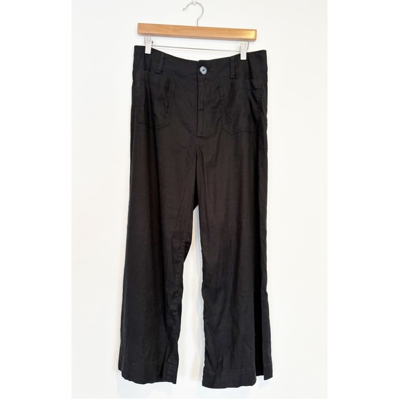 Anthropologie || Maeve Colette Linen Blend Wide Leg Ankle Crop Pants Black 31 - Picture 2 of 10